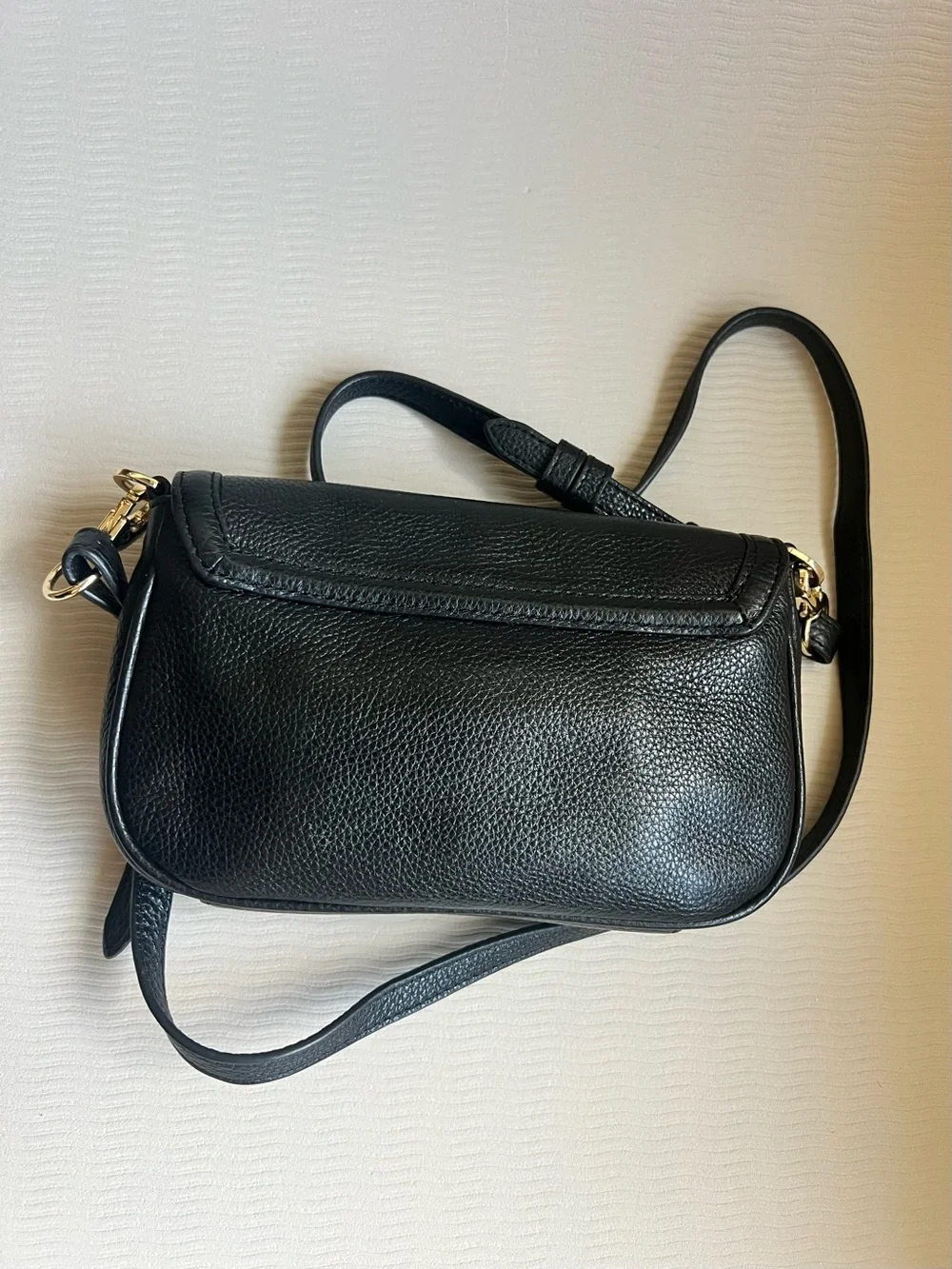 Tory Burch Amanda Mini Crossbody Black Leather Gold Logo Flap Bag